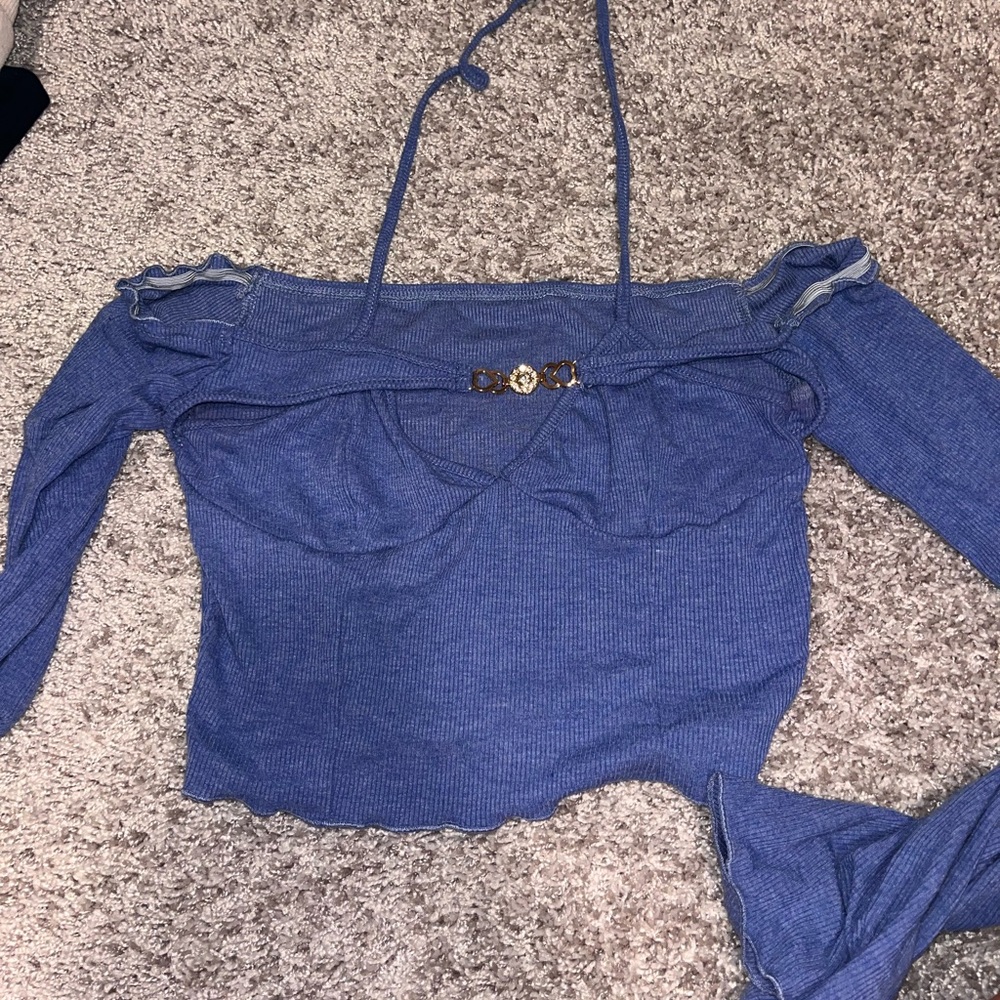 Blue long sleeve going out shirt